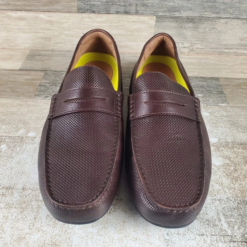 Florsheim Motor Mens‎ Penny Loafers Sz 12 W Brown Leather Slip On Round Toe